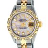 Image 2 : Rolex Ladies 2 Tone 14K Pink Mother Of Pearl Pyramid Diamond Datejust