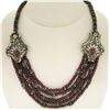 Image 1 : .950 Sterling Silver 17" Strung Multi Strand 230 Garnet Bead Necklace