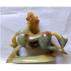 Vintage Chinese Russet/Green Jade Carved Horse