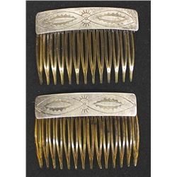 Vintage Navajo Sterling Silver Hair Combs