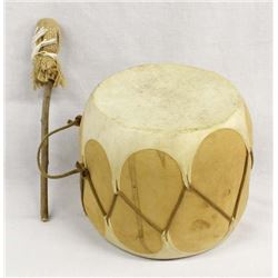 Native American Taos Wood & Hide Drum