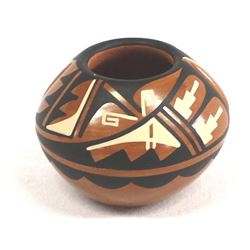 Native American Jemez Carved Pottery Melon Jar
