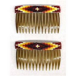 Native American Sioux Beaded Hair Combs