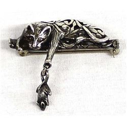 Sterling Silver Cat and Mouse Pin