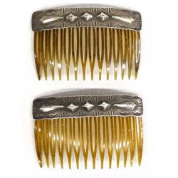 Native American Navajo Sterling Silver Hair Combs