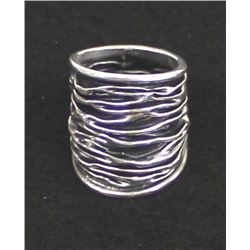 Mexican Sterling Silver Wide Band Ring, Size 9.5
