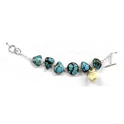 Sterling & Stabilized Turquoise Rabbit Bracelet