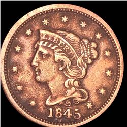 1845 Braided Hair Large Cent ABOUT UNCIRCULATED