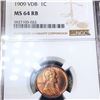 Image 1 : 1909 V.D.B. Lincoln Wheat Penny NGC - MS 64 RB