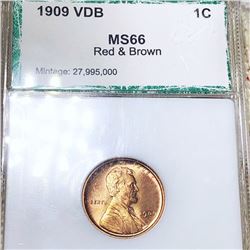 1909 V.D.B. Lincoln Wheat Penny PCI - MS66