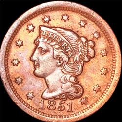 1851 Braided Hair Large Cent ABOUT UNCIRCULATED