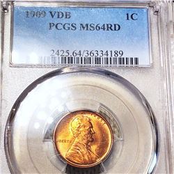 1909 V.D.B. Lincoln Wheat Penny PCGS - MS 64 RD