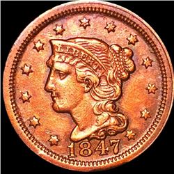 1847 Braided Hair Large Cent ABOUT UNC