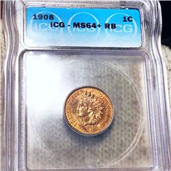 1908 Indian Head Penny ICG - MS64+ RB