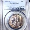 Image 1 : 1947-D Walking Half Dollar PCGS - MS65