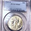 Image 1 : 1945-D Walking Half Dollar PCGS - MS65