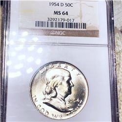 1954-D Franklin Half Dollar NGC - MS64
