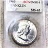 Image 1 : 1963 Franklin Half Dollar ACG - MS65