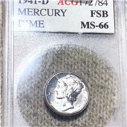 1941-D Mercury Silver Dime ACG - MS 66 FSB