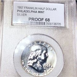 1957 Franklin Half Dollar PCC - PROOF 68