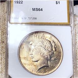 1922 Silver Peace Dollar PCI - MS64
