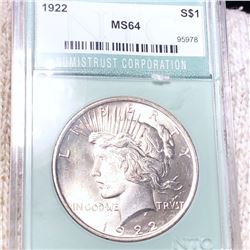 1922 Silver Peace Dollar NTC - MS64