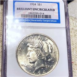 1924 Silver Peace Dollar NGC - BU