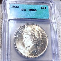 1923 Silver Peace Dollar ICG - MS65