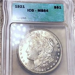 1921 Morgan Silver Dollar ICG - MS64
