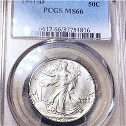 1941-D Walking Half Dollar PCGS - MS66