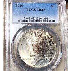 1924 Silver Peace Dollar PCGS - MS63