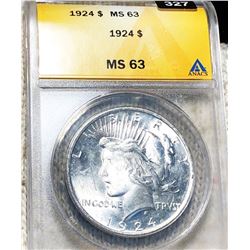1924 Silver Peace Dollar ANACS - MS63