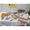Image 1 : 15 Plus Items Craftsman Wood Clamp, Square, Level Tool Belts, 3 Saws, 5 Wood Auger Bits