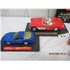Image 2 : 8 Items - 4 Die Cast Corvettes, 2 Ceramic Corvettes, 1 Auto VCR Rewinder, Hallmark Corvette Xmas Orn