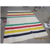 Image 1 : Hudson Bay Blanket 4 Stripes 7'x5 3/4' - Vintage