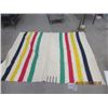 Image 1 : Hudson Bay Blanket 4 Stripes 7' x 5 3/4' - Vintage