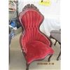 Image 2 : 2 Items Carved Back Parlor Chair & Stand 21" x 28" x 23"