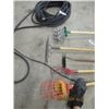 Image 2 : 6 Items - Rubber Garden Hose, Apple Picker, Scuffler, Weed Weasle,Rake & Hoe