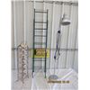 Image 1 : Wine Rack, Metal Folding What Not Shelf, Pole Lamp