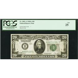 1928A $20 Boston Federal Reserve Note PCGS 25