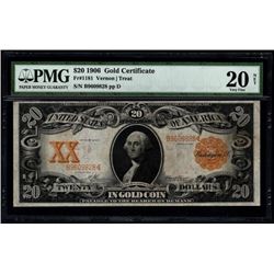 1906 $20 Gold Certificate PMG 20NET