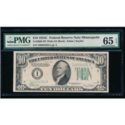 1934C $10 Minneapolis Federal Reserve Note PMG 65EPQ