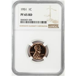 1951 Proof Lincoln Wheat Cent Coin NGC PF65RD