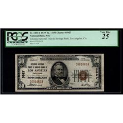 1929 $50 Los Angeles National Bank Note PCGS 25