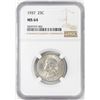 Image 1 : 1937 Washington Quarter Coin NGC MS64