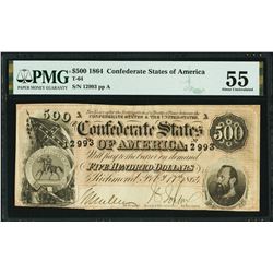 1864 $500 Confederate States of America Note PMG 55