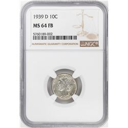 1939-D Mercury Dime Coin NGC MS64FB