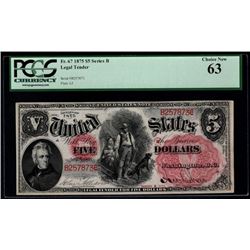1875 $5 Woodchopper Legal Tender Note PCGS 63