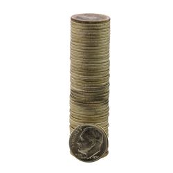 Roll of (50) Brilliant Uncirculated 1954-D Roosevelt Dime Coins