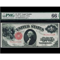 1917 $1 Legal Tender Note PMG 66EPQ